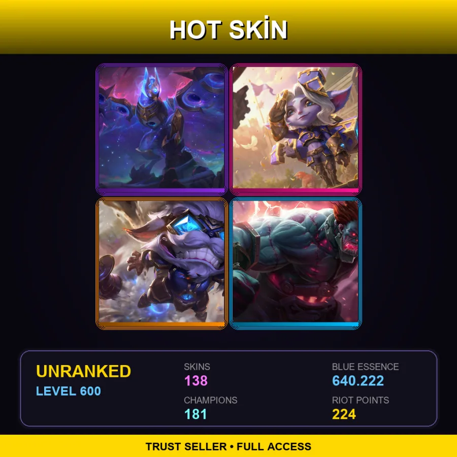 SG | Lv600 | Unranked | 138 Skin | 181 Champ