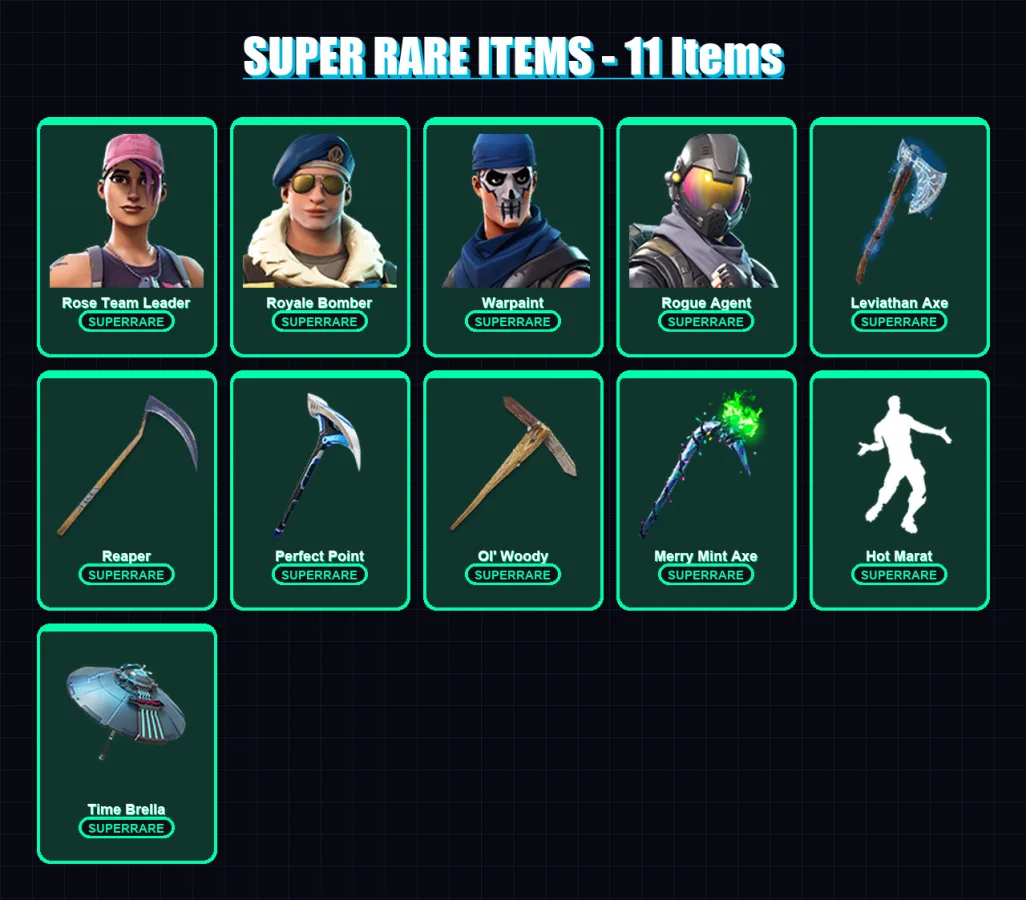 [PC/XBOX] | Rose Team Leader | Royale Bomber | Warpaint | Rogue Agent | Raz | 219 skin | 187 pickaxe | 144 emote | 155 glider | Lv2309