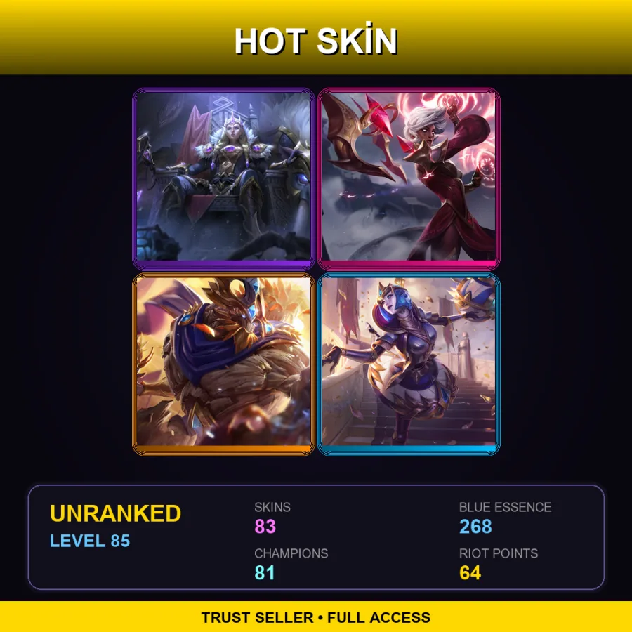 EUW | Lv85 | Unranked | 83 Skin | 81 Champ