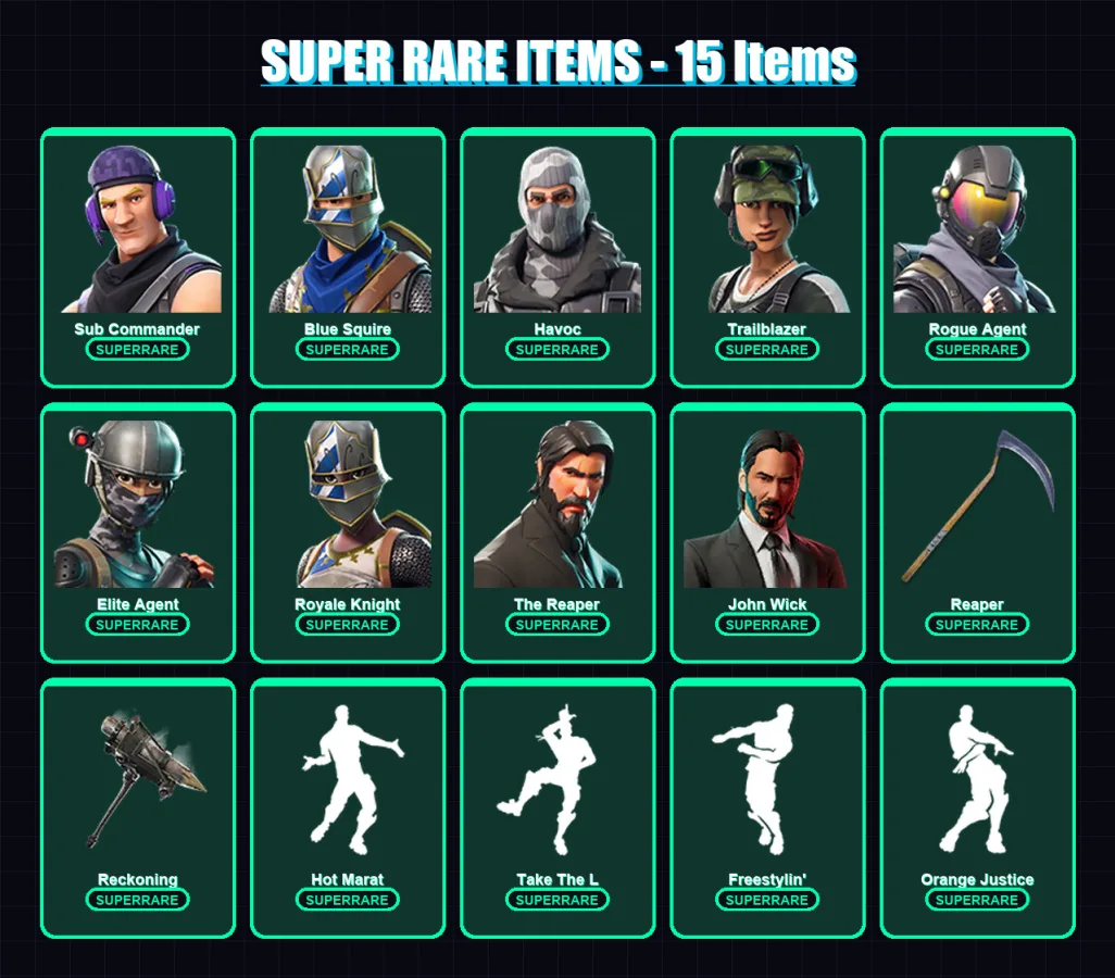 [PC/PSN] | Sub Commander | Blue Squire | Havoc | Trailblazer | Rogue Agent | 118 skin | 79 pickaxe | 94 emote | 83 glider | Lv1159