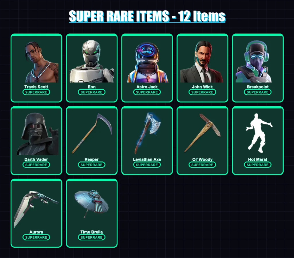 [PS4/PS5/XBOX/PC] | Travis Scott | Eon | Astro Jack | John Wick | Breakpoint | 322 skin | 301 pickaxe | 178 emote | 206 glider | Lv3200