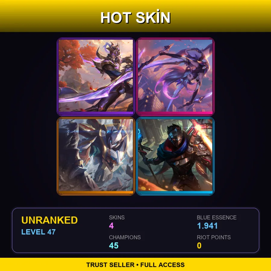 TR | Lv47 | Unranked | 4 Skin | 45 Champ — Star Guardian Akali