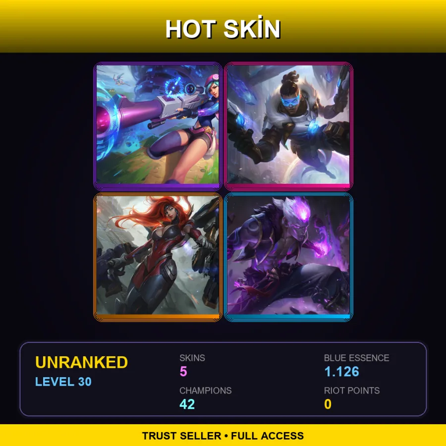 EUW | Lv30 | Unranked | 5 Skin | 42 Champ