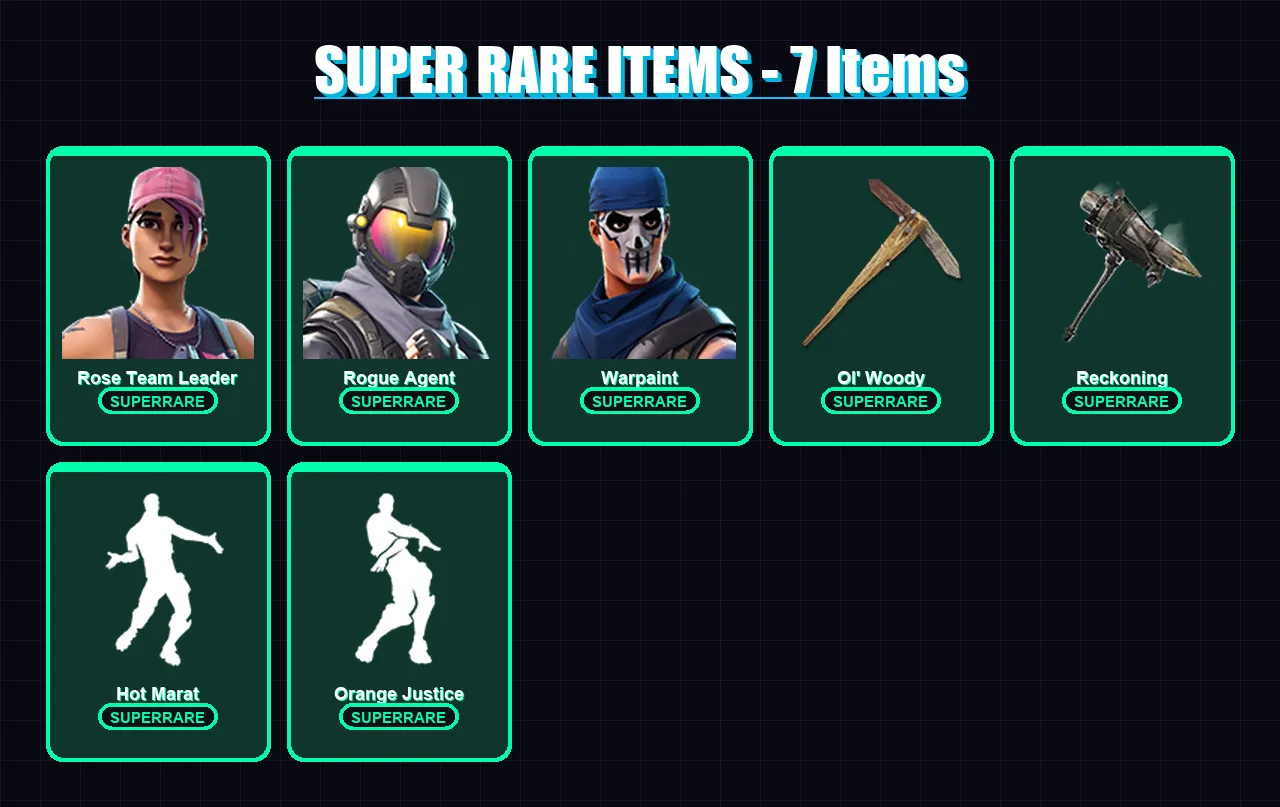 [PS4/PS5/XBOX/PC] | Rose Team Leader | Rogue Agent | Warpaint | Blackheart | Carbide | 51 skin | 49 pickaxe | 69 emote | 67 glider | Lv1196 — Fortnite account