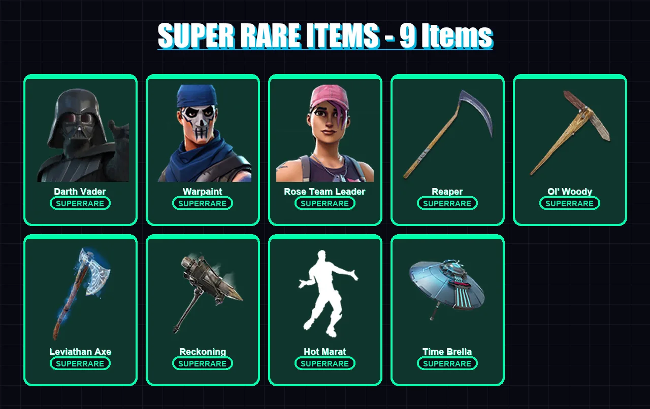[PC/XBOX] | Darth Vader | Warpaint | Rose Team Leader | Fate | Snap | 252 skin | 278 pickaxe | 206 emote | 199 glider | Lv3587