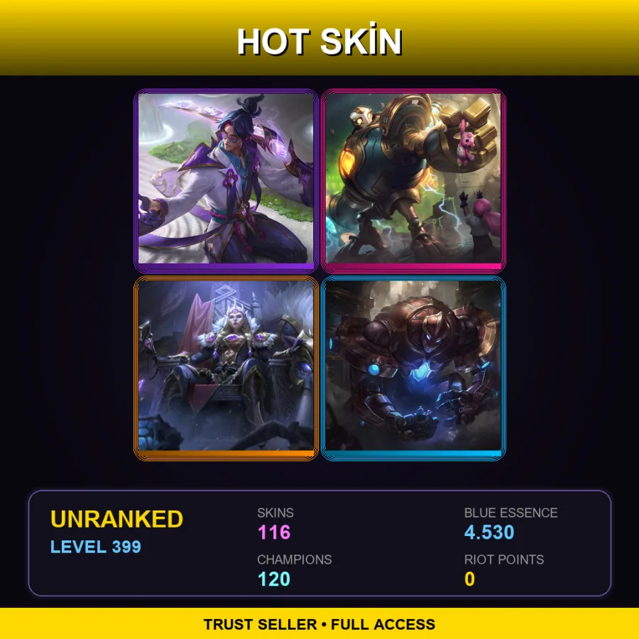 TW | Lv399 | Unranked | 116 Skin | 120 Champ