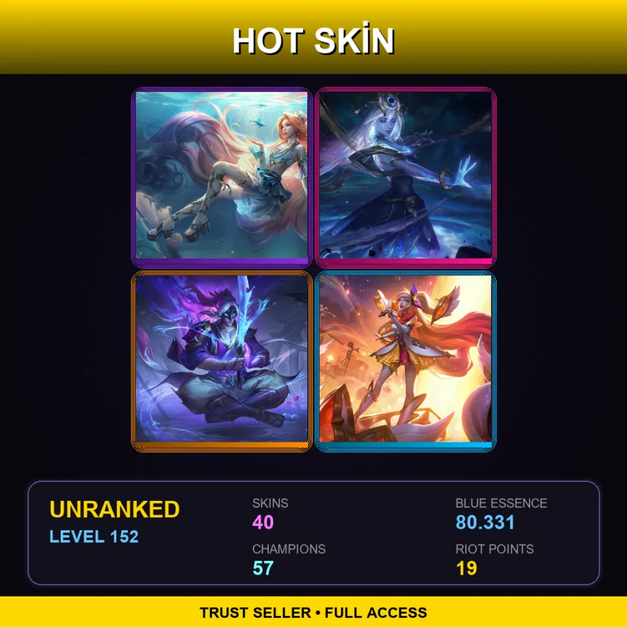 NA | Lv152 | Unranked | 40 Skin | 57 Champ — Street Demons Neeko
