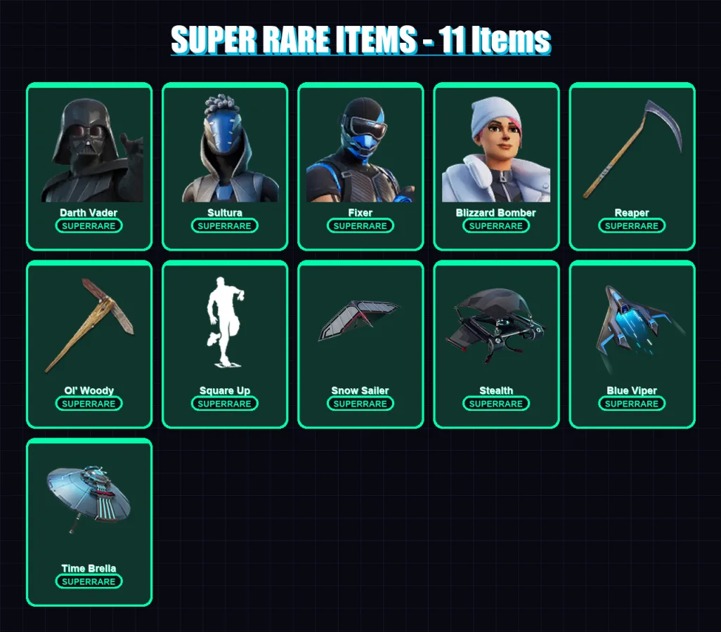 [PS4/PS5/XBOX/PC] | Darth Vader | Sultura | Fixer | Blizzard Bomber | Valeria | 209 skin | 197 pickaxe | 219 emote | 139 glider | Lv3215