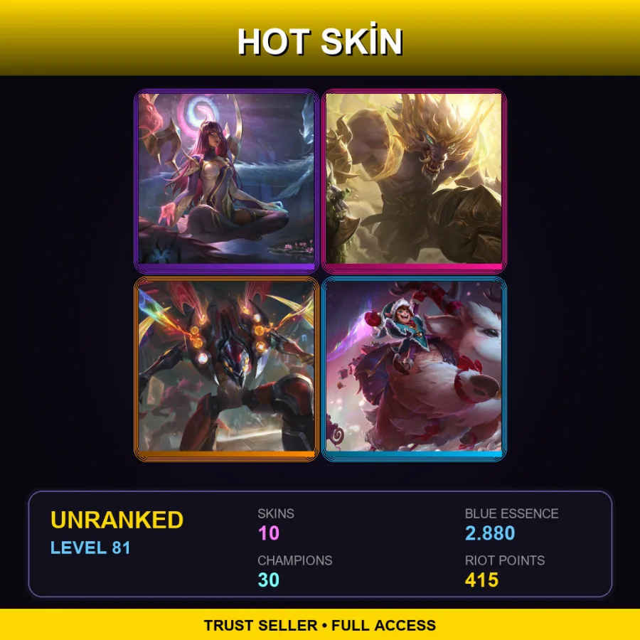 NA | Lv81 | Unranked | 10 Skin | 30 Champ