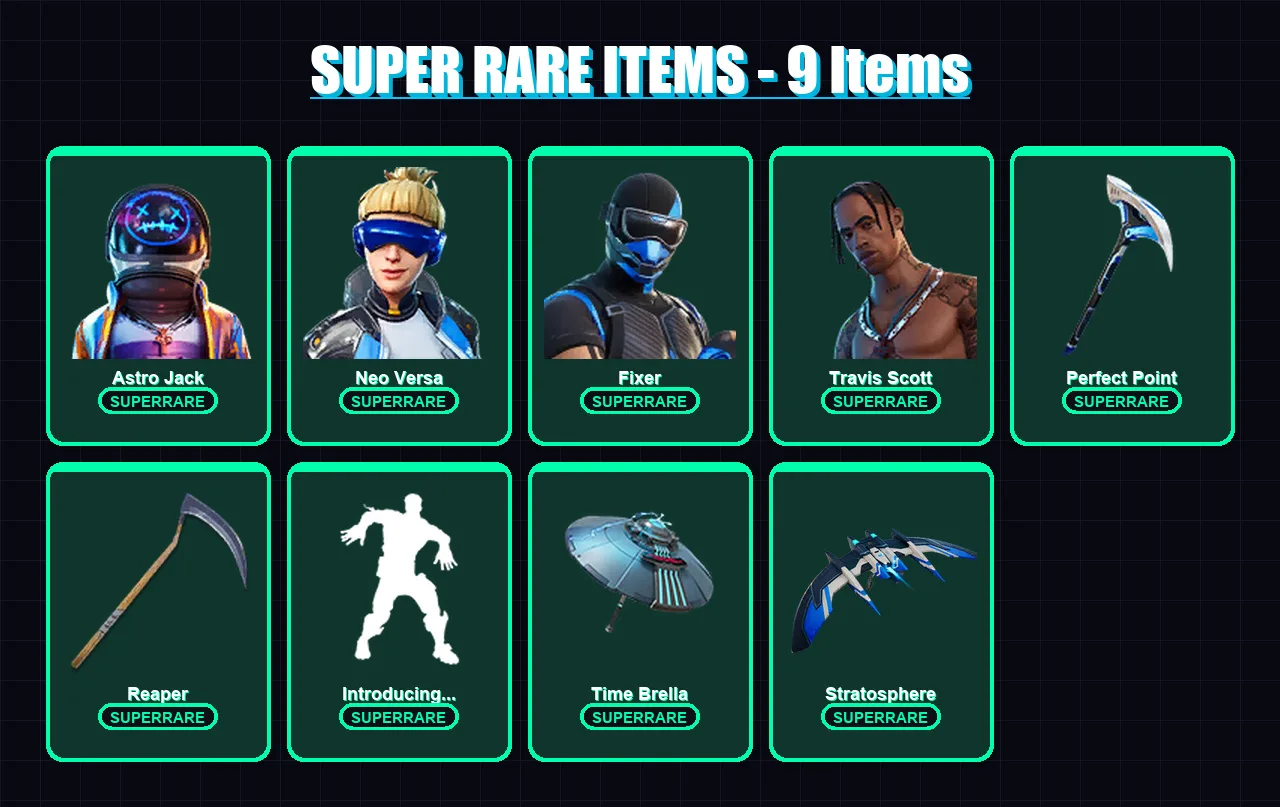[PS4/PS5/XBOX/PC] | Astro Jack | Neo Versa | Fixer | Travis Scott | Fade | 58 skin | 102 pickaxe | 78 emote | 93 glider | Lv2010
