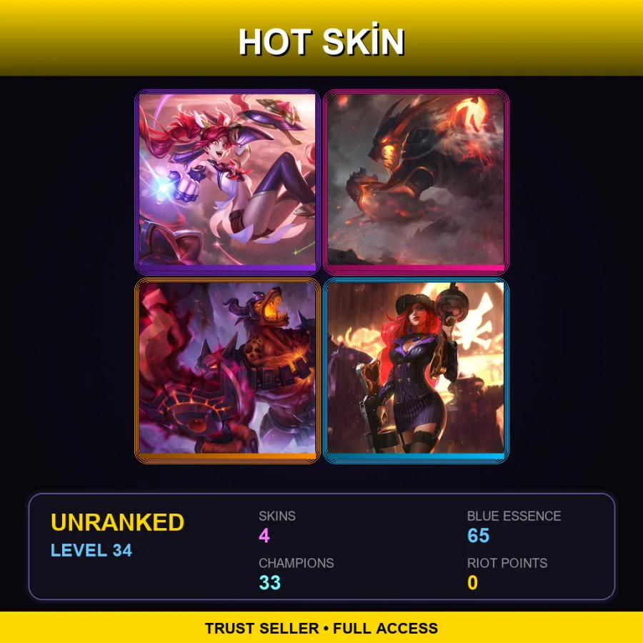 LAS | Lv34 | Unranked | 4 Skin | 33 Champ — Star Guardian Jinx
