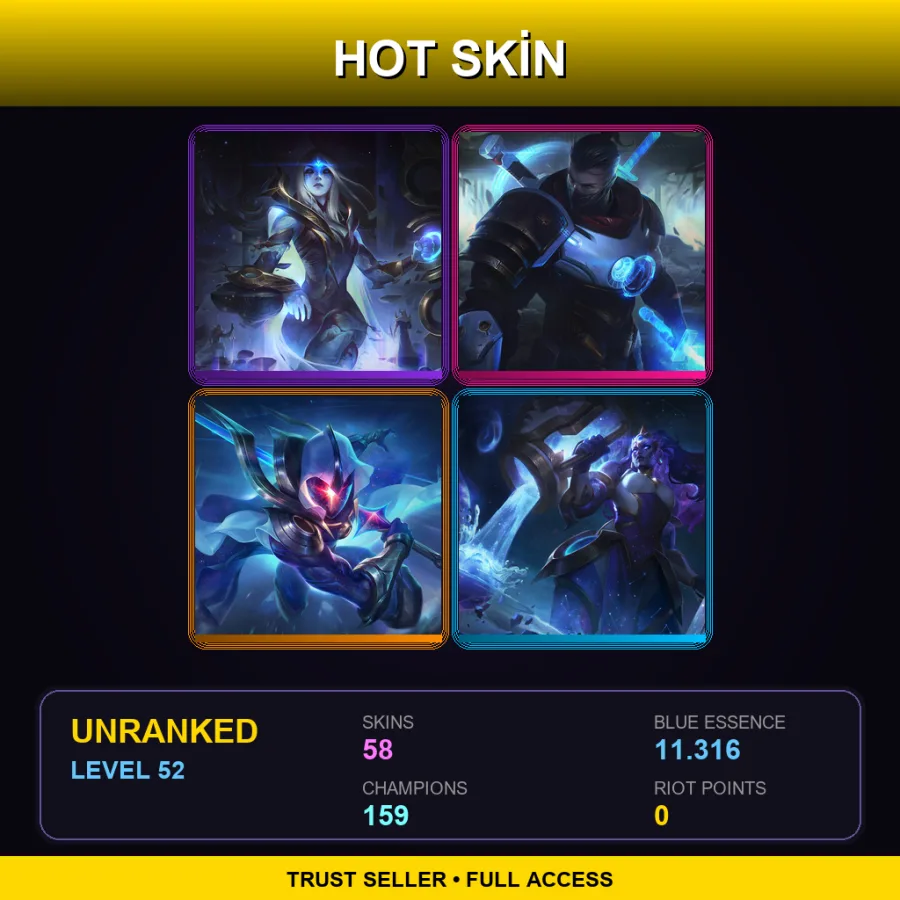 VN | Lv52 | Unranked | 58 Skin | 159 Champ