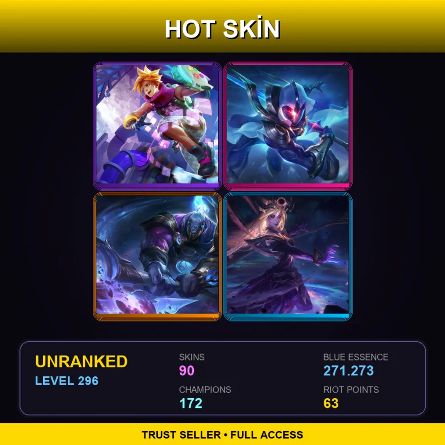 EUNE | Lv296 | Unranked | 90 Skin | 172 Champ — Augmented Singed