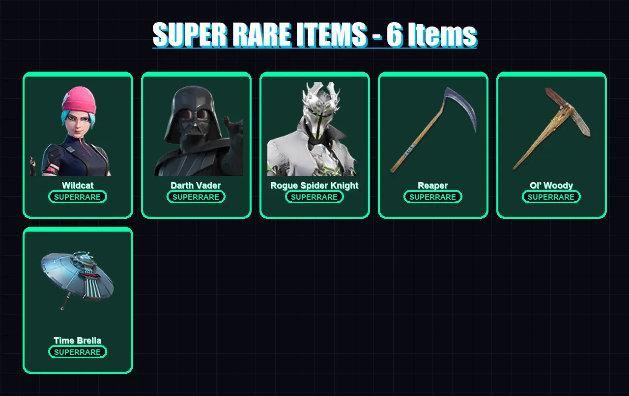 [PC] | Wildcat | Darth Vader | Rogue Spider Knight | Mizuki | The Origin | 368 skin | 343 pickaxe | 231 emote | 214 glider | Lv3923