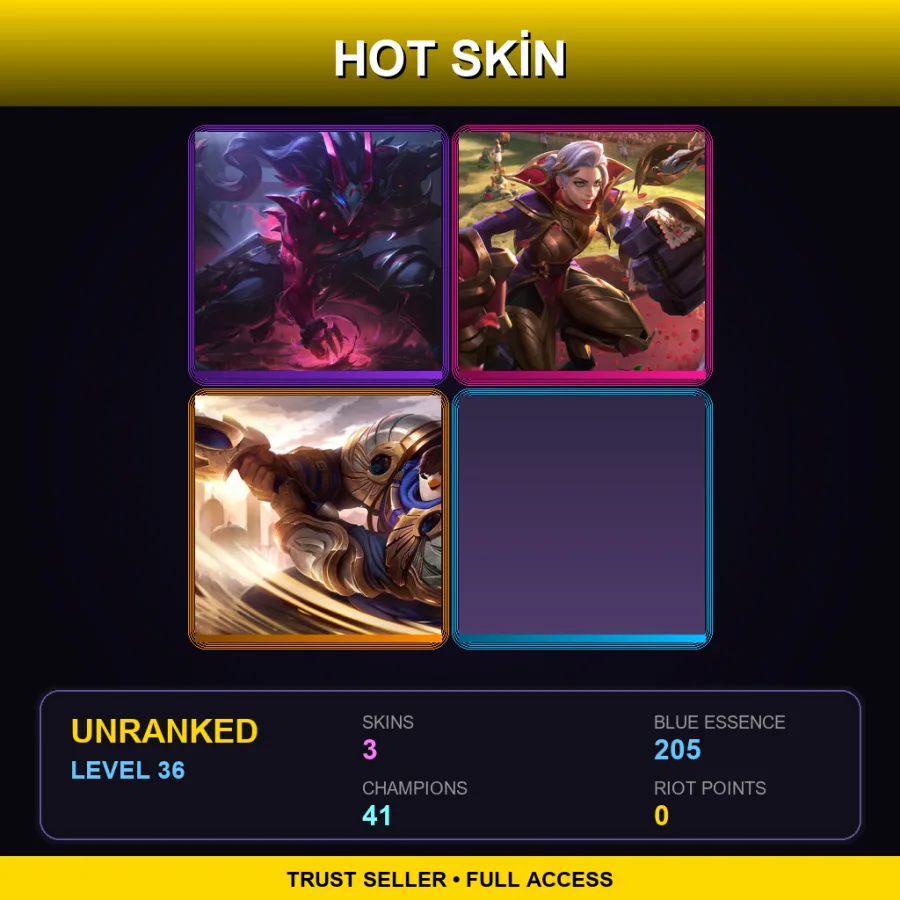 SG | Lv36 | Unranked | 3 Skin | 41 Champ — LoL account