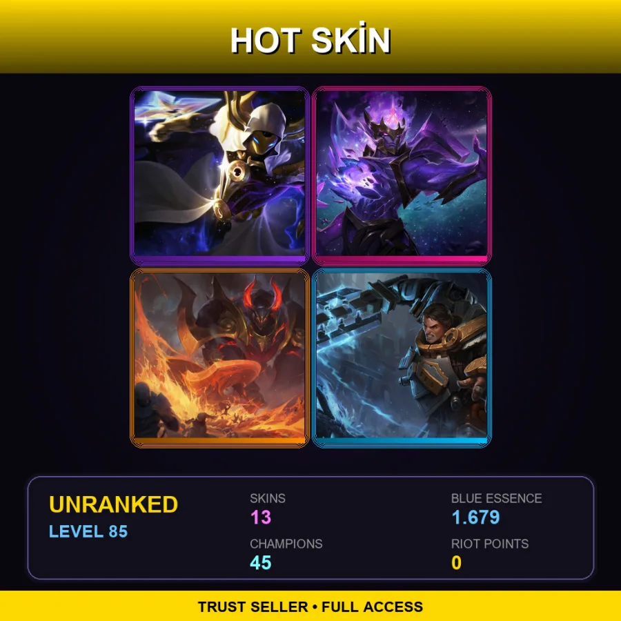 TR | Lv85 | Unranked | 13 Skin | 45 Champ