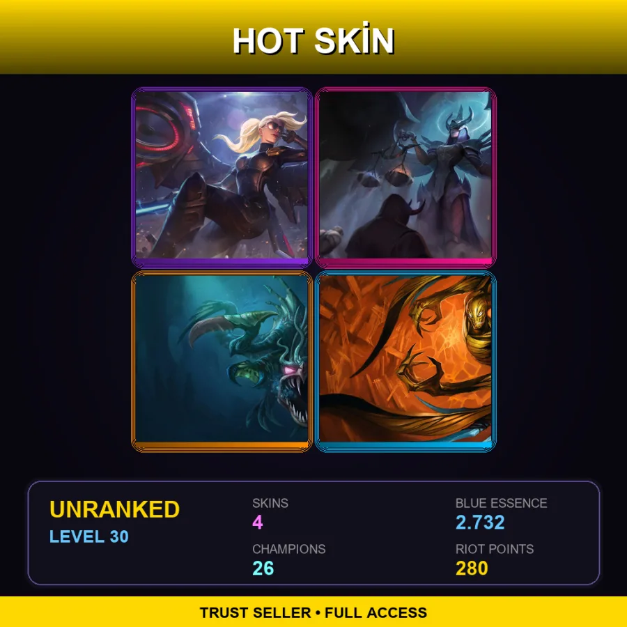 NA | Lv30 | Unranked | 4 Skin | 26 Champ