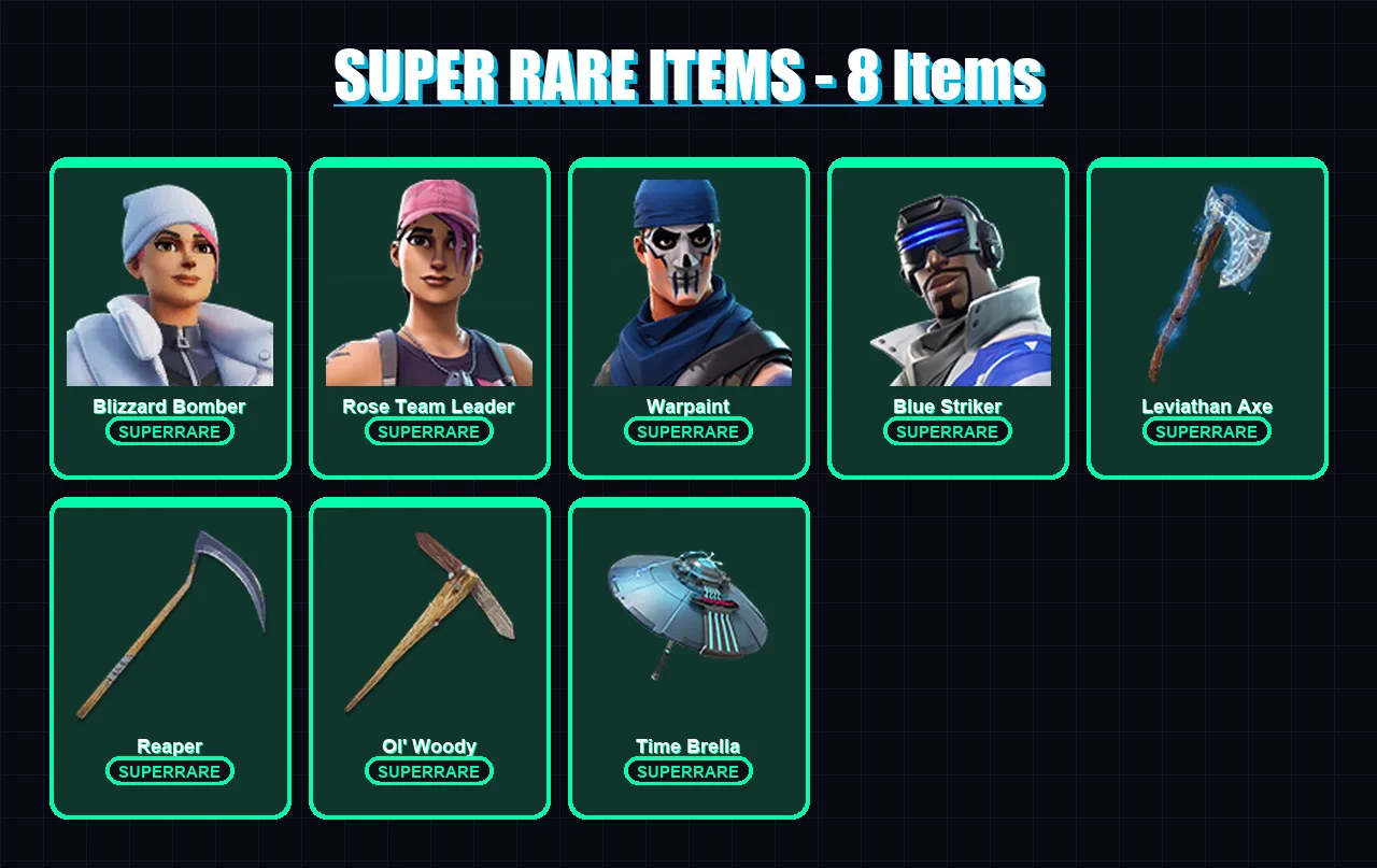 [PS4/PS5/PC] | Blizzard Bomber | Rose Team Leader | Warpaint | Blue Striker | Joey | 157 skin | 250 pickaxe | 164 emote | 180 glider | Lv4133