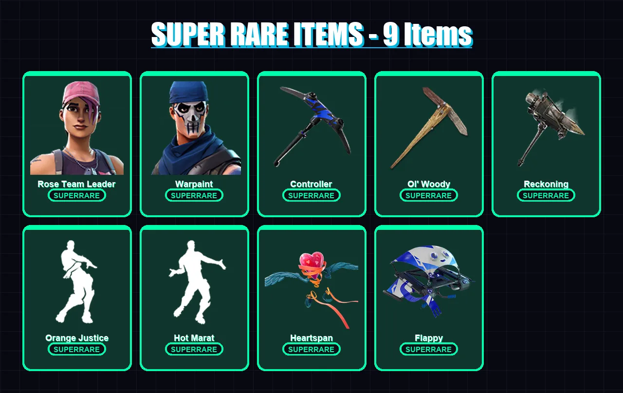 [PS4/PS5/XBOX/PC] | Rose Team Leader | Warpaint | Omega | Blackheart | Lynx | 46 skin | 27 pickaxe | 38 emote | 34 glider | Lv376 — Game account
