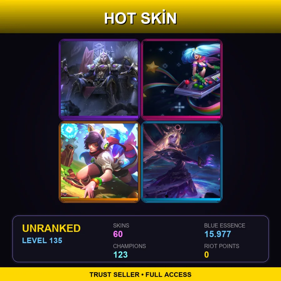 VN | Lv135 | Unranked | 60 Skin | 123 Champ — Dreadnova Darius