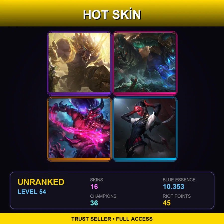 LAN | Lv54 | Unranked | 16 Skin | 36 Champ