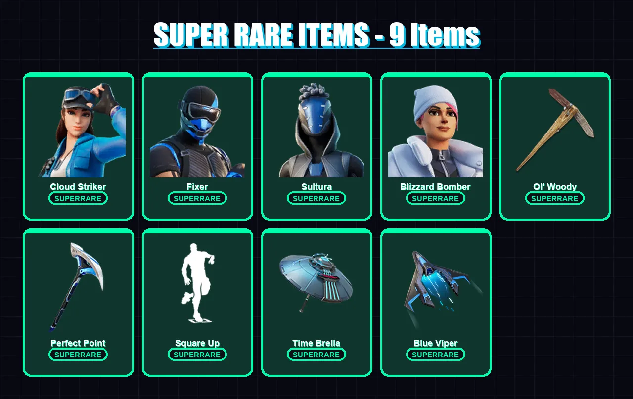 [PS4/PS5/XBOX/PC] | Cloud Striker | Fixer | Sultura | Blizzard Bomber | Sentinel | 115 skin | 151 pickaxe | 114 emote | 130 glider | Lv2018