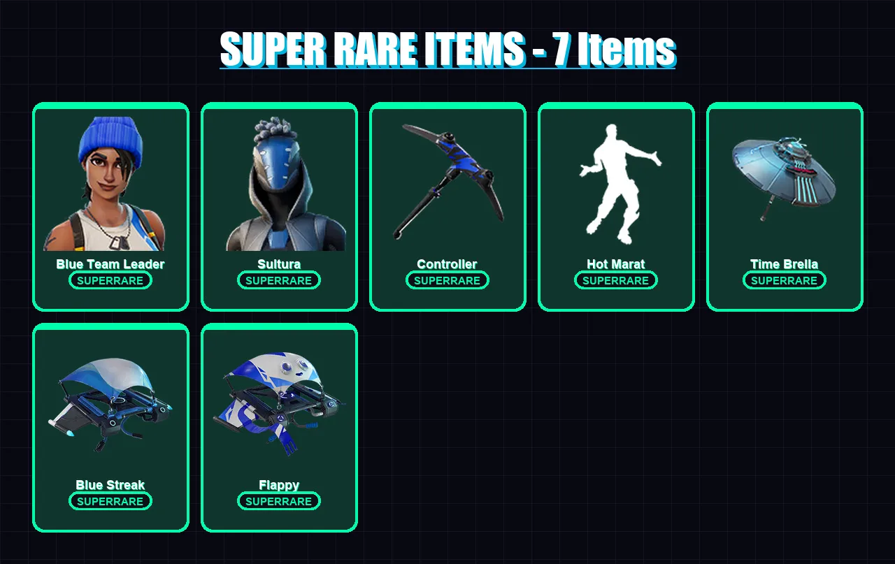 [PS4/PS5/XBOX/PC] | Blue Team Leader | Sultura | Ronin | Rox | Ruin | 17 skin | 21 pickaxe | 25 emote | 25 glider | Lv361