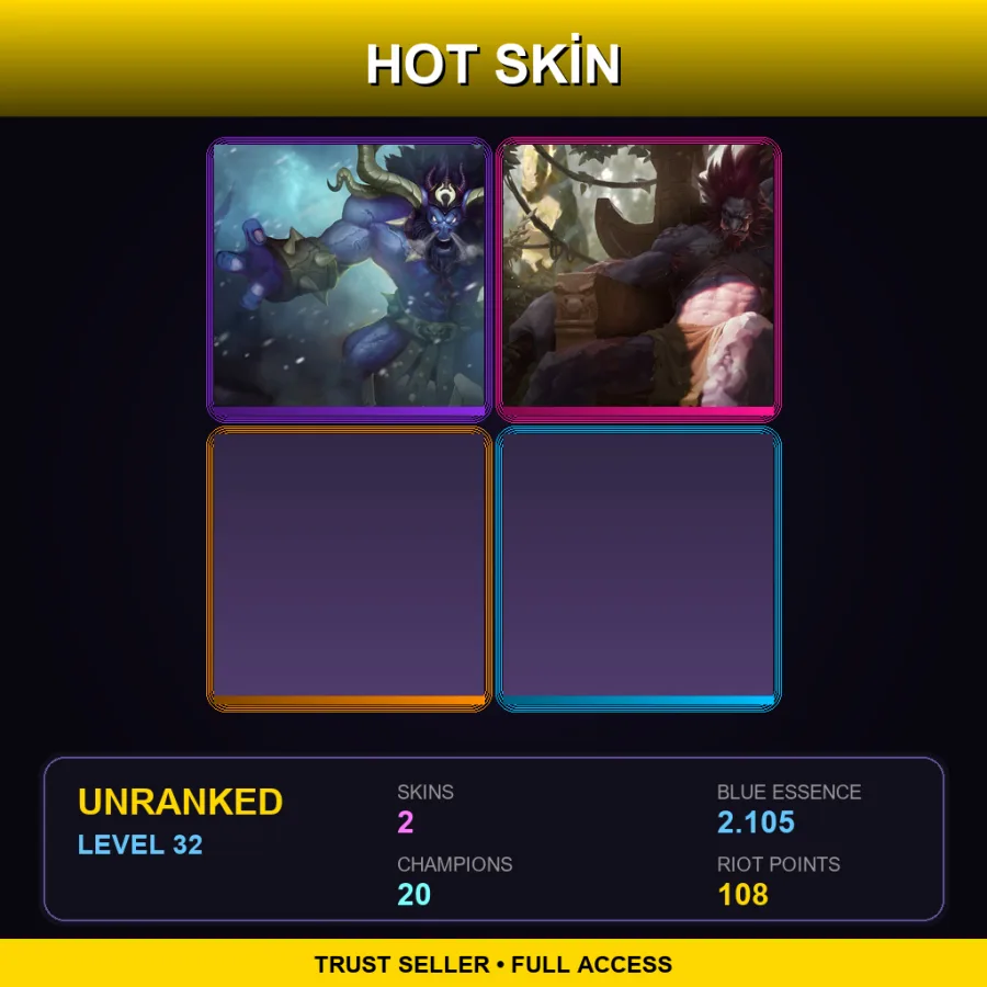 EUNE | Lv32 | Unranked | 2 Skin | 20 Champ — LoL account