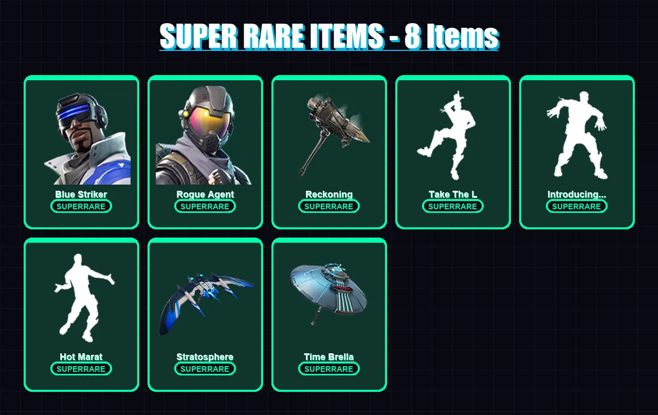 [PS4/PS5/XBOX/PC] | Blue Striker | Rogue Agent | Sentinel | Rox | Blackheart | 92 skin | 119 pickaxe | 109 emote | 115 glider | Lv2171