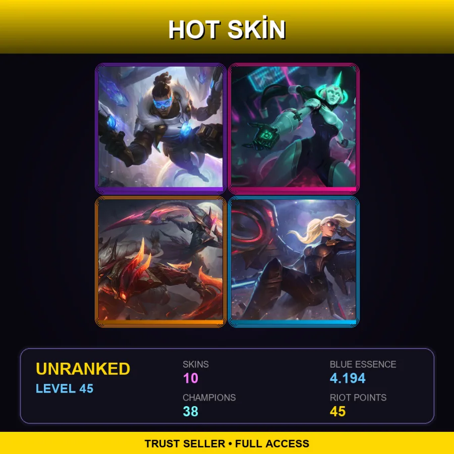 BR | Lv45 | Unranked | 10 Skin | 38 Champ — LoL account