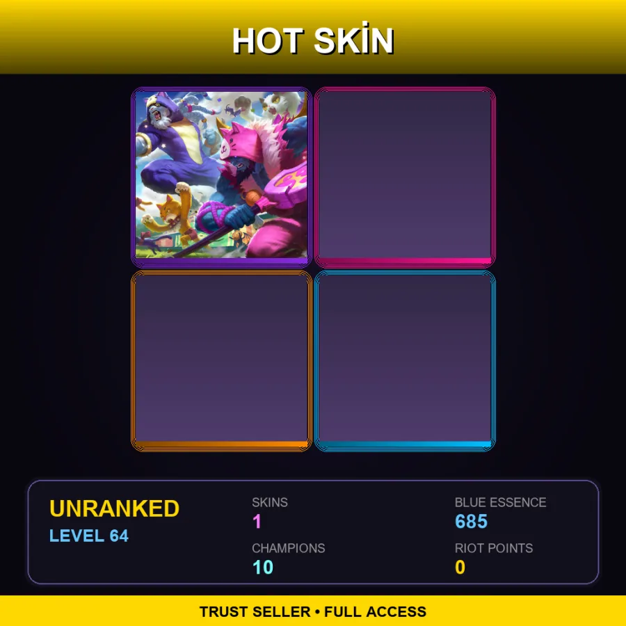 LAS | Lv64 | Unranked | 1 Skin | 10 Champ — LoL account