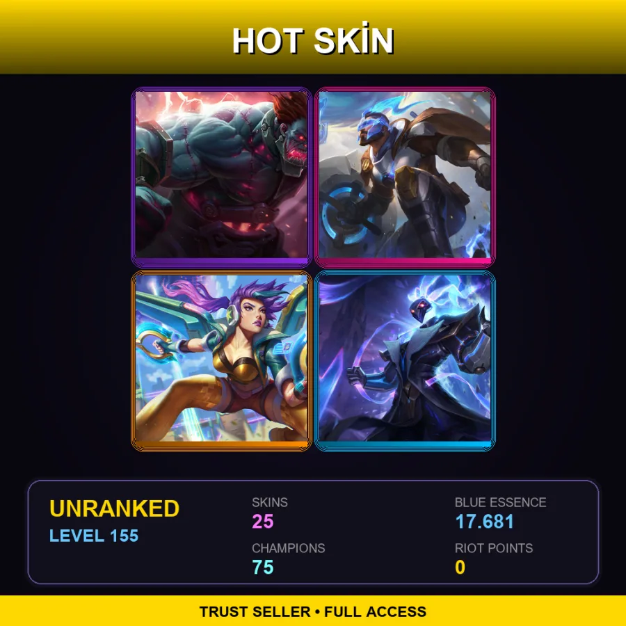 EUW | Lv155 | Unranked | 25 Skin | 75 Champ — LoL account