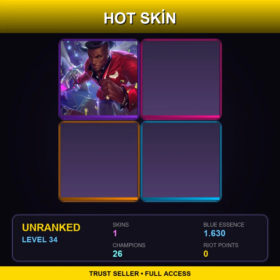 EUW | Lv34 | Unranked | 1 Skin | 26 Champ