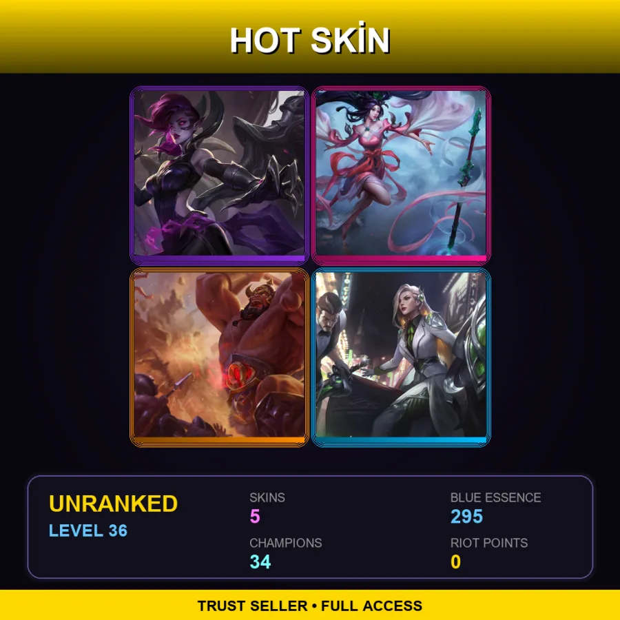 EUNE | Lv36 | Unranked | 5 Skin | 34 Champ