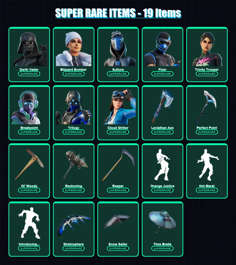 [PC/XBOX] | Darth Vader | Blizzard Bomber | Sultura | Fixer | Trinity Trooper | 341 skin | 314 pickaxe | 265 emote | 228 glider | Lv3279