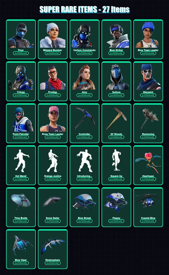 [PS4/PS5/XBOX/PC] | Fixer | Blizzard Bomber | Carbon Commando | 114 skin | Lv1415