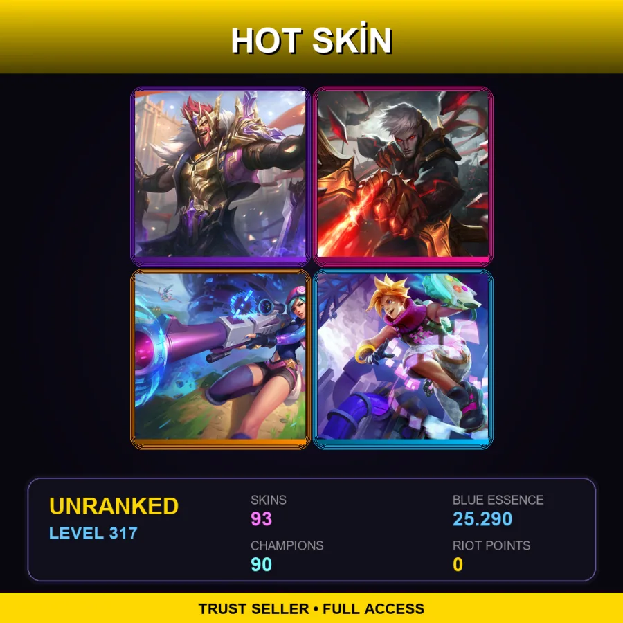 LAN | Lv317 | Unranked | 93 Skin | 90 Champ — Conqueror Varus