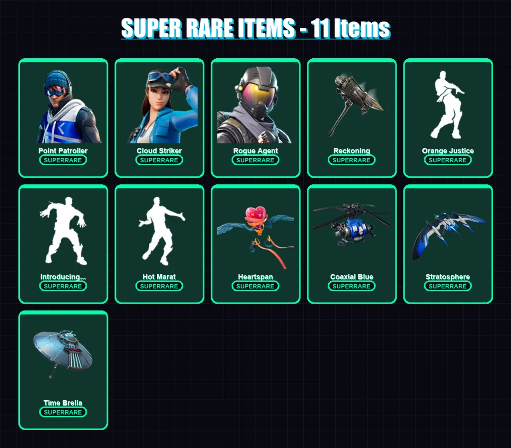 [PS4/PS5/XBOX/PC] | Point Patroller | Cloud Striker | Rogue Agent | Calamity | Enforcer | 36 skin | 95 pickaxe | 80 emote | 101 glider | Lv2385