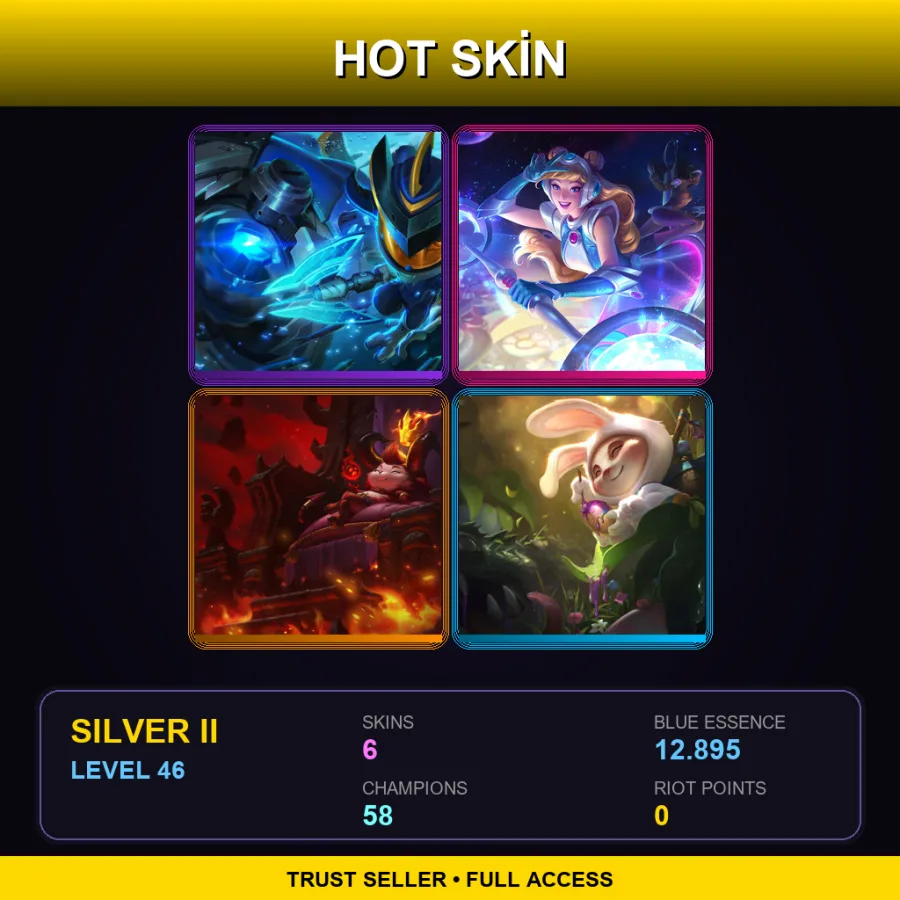 EUW | Lv46 | Silver II | 6 Skin | 58 Champ