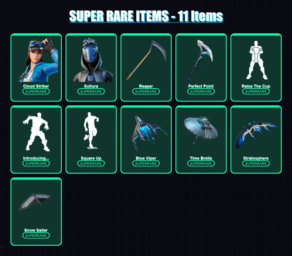 [PS4/PS5/XBOX/PC] | Cloud Striker | Sultura | Predator | Blaze | Lynx | 122 skin | 160 pickaxe | 143 emote | 140 glider | Lv2125