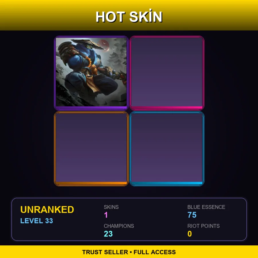 TR | Lv33 | Unranked | 1 Skin | 23 Champ — Unranked / Smurf League of Legends