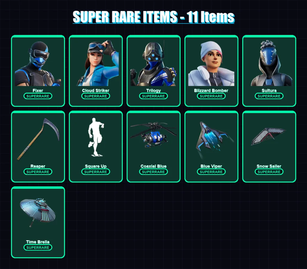 [PS4/PS5/PC] | Fixer | Cloud Striker | Trilogy | Blizzard Bomber | Sultura | 195 skin | 253 pickaxe | 204 emote | 184 glider | Lv3162 — Fortnite account