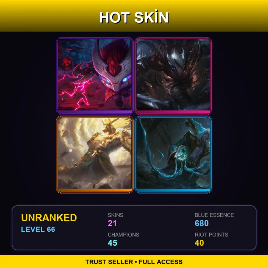 EUW | Lv66 | Unranked | 21 Skin | 45 Champ