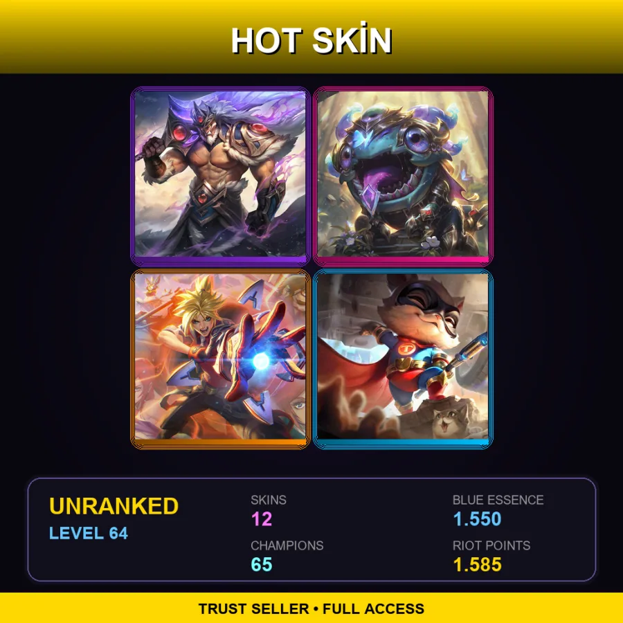 VN | Lv64 | Unranked | 12 Skin | 65 Champ