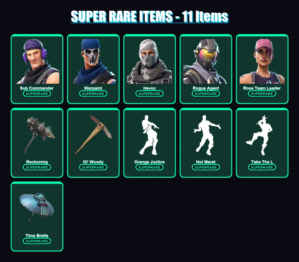[PC/XBOX/PSN] | Sub Commander | Warpaint | Havoc | Rogue Agent | Rose Team Leader | 37 skin | 89 pickaxe | 79 emote | 90 glider | Lv1411