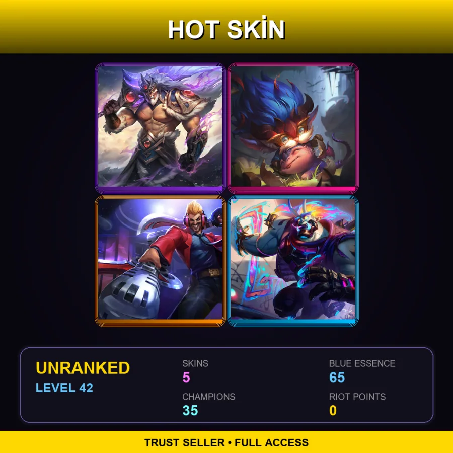 EUW | Lv42 | Unranked | 5 Skin | 35 Champ with Ashe