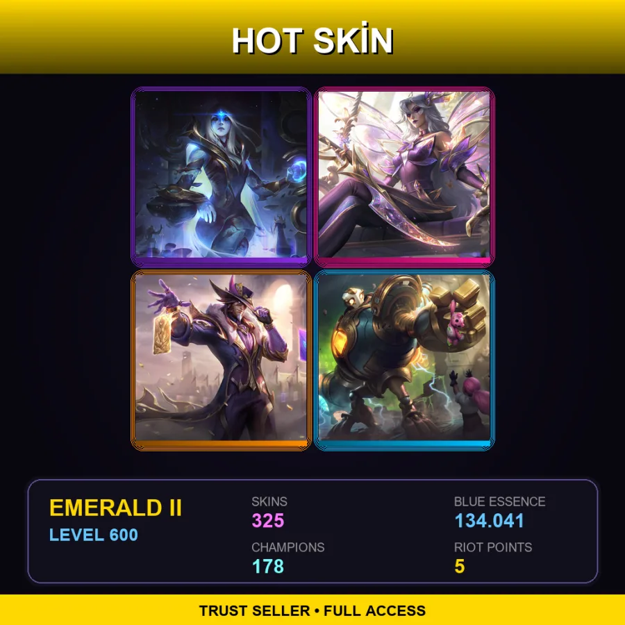 VN | Cosmic Queen Ashe | Prestige Faerie Court Katarina | Victorious Twisted Fate | Victorious Blitzcrank | 325 Skin | 178 Champ | Emerald II | Lv600