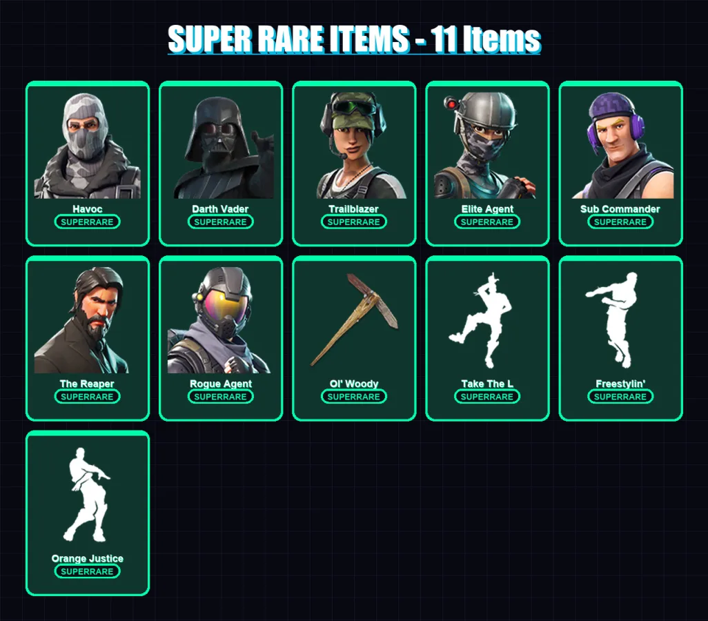 [PC/PSN] | Havoc | Darth Vader | Trailblazer | Elite Agent | Sub Commander | 121 skin | 94 pickaxe | 67 emote | 60 glider | Lv1115