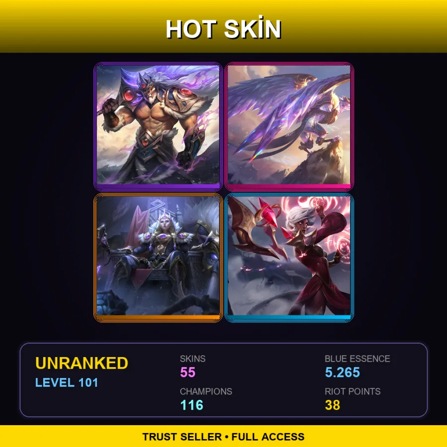 EUNE | Lv101 | Unranked | 55 Skin | 116 Champ