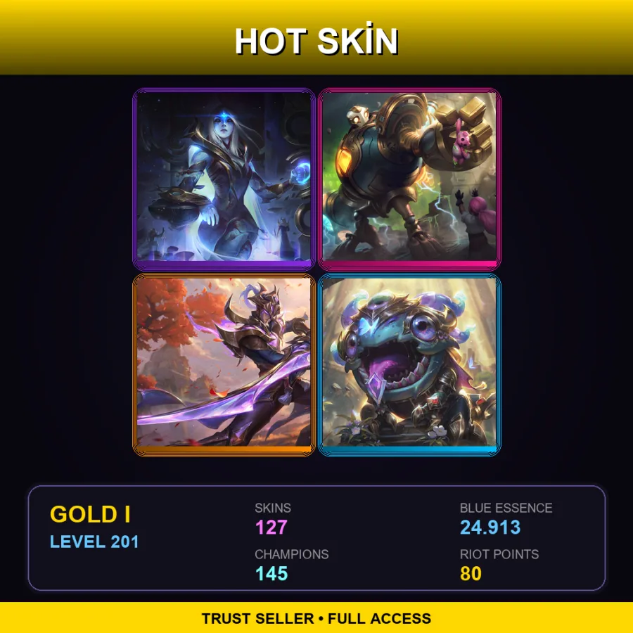 BR | Cosmic Queen Ashe | Victorious Blitzcrank | Victorious Master Yi | Victorious Kog'Maw | 127 Skin | 145 Champ | Gold I | Lv201